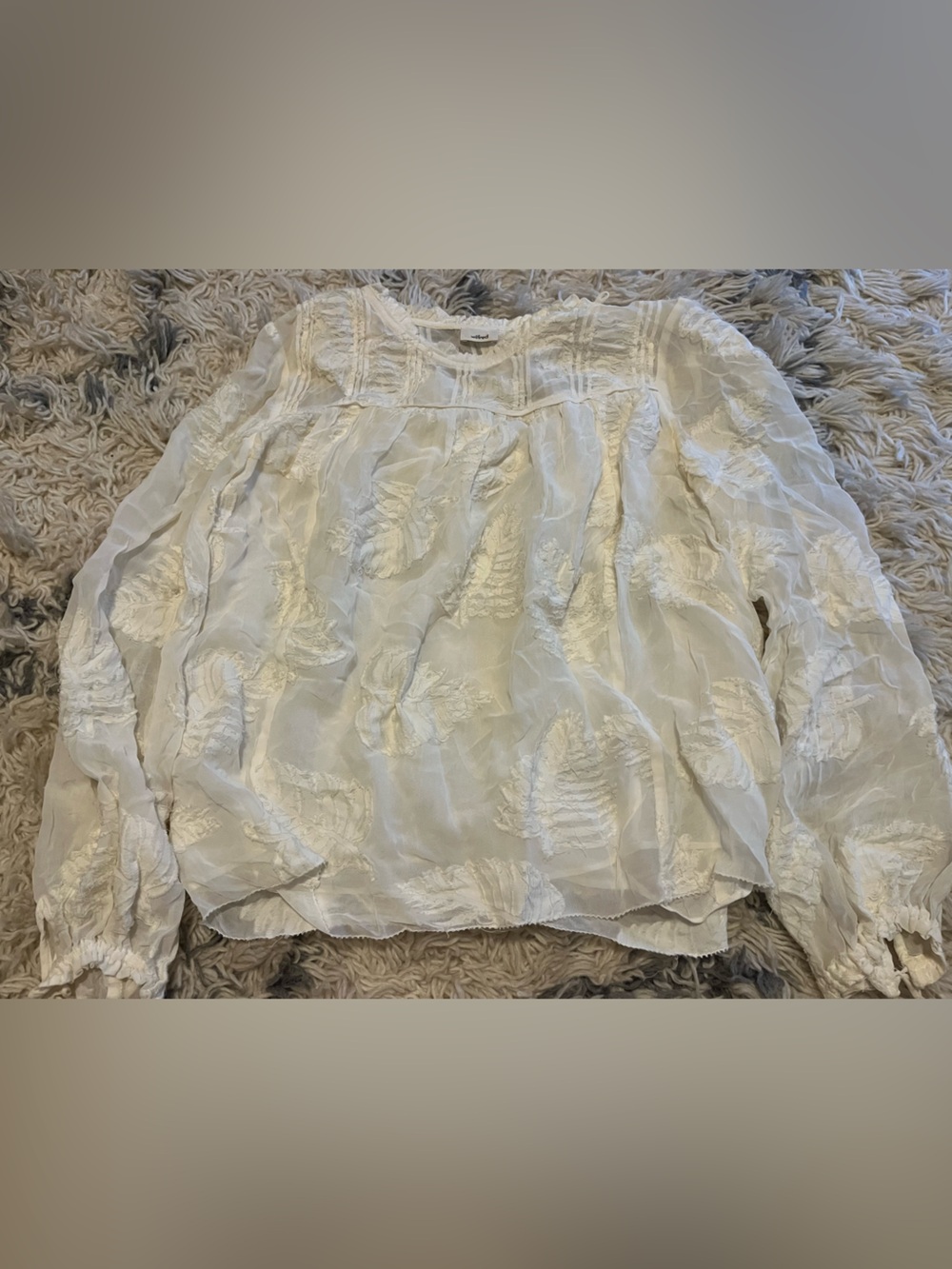 Wilfred Aritzia tonal leaf Cream Textured Silk-Look Intimate Top Xsmall long